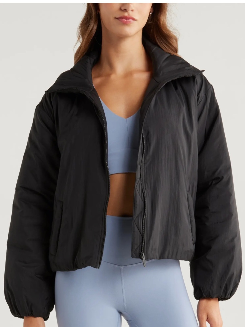 Zella Black Cropped Puff Jacket